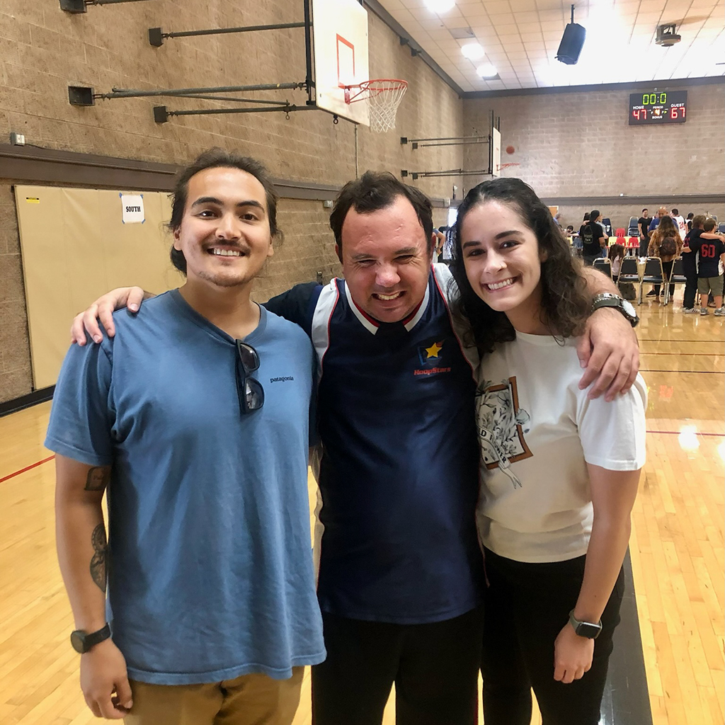 Clay Alexa and Mychal at Hoop Stars basketball game