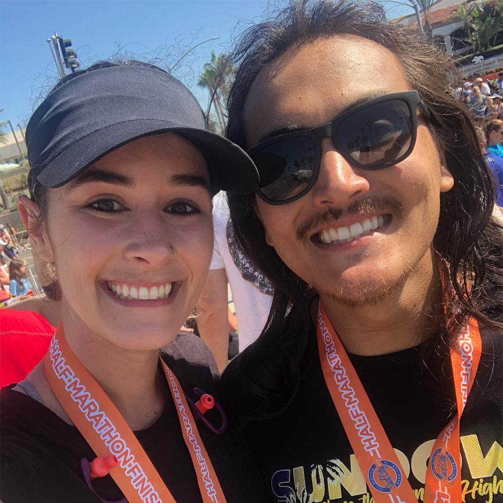 Clay and Alexa and Quinn after their first half marathon